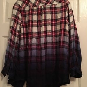 Flannel shirt- ombré red, white, blue